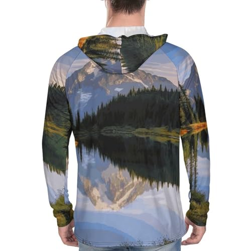 Men's Sun Protection Hoodie Shirts UPF 50+ Long Sleeve Rash Guard Mountain and Lake Pictures Sun Shirt Outdoor3
