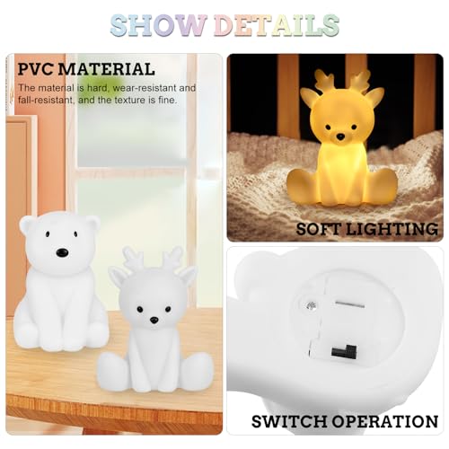 DIY Bemalen Nachtlicht Kinder, 3D Nachttischlampe 2er Set für Kinderzimmer Deko, Malen Bär und Hirsch zum als Nachtlicht Ideen für Adventskalender Füllung Kinder, Geschenke Bastelset für Kinder