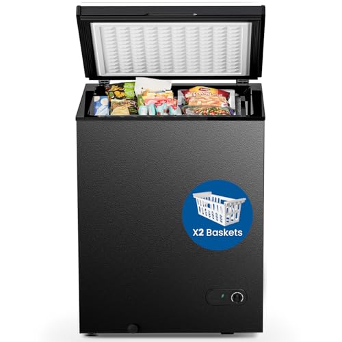 Image of Electactic Chest Freezer 3.5 Cubic Feet Compact Freezer with 2 Removable Baskets, Free Standing Top open Door Deep Freezer, Adjustable Temperature for Home Dorm, Bar, Basement, Kitchen
