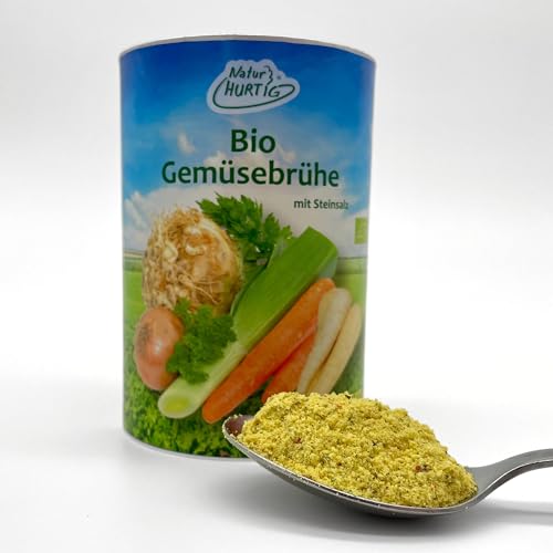 Natur Hurtig Bio Gemüsebrühe 275 g | Ohne Zusatzstoffe, ohne Glutamat, ohne Hefe | Vegan, mit natürlichem Steinsalz verfeinert