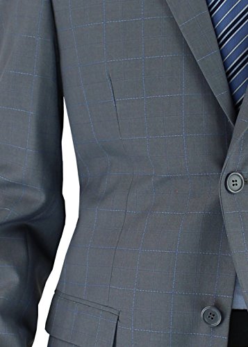 Marzzotti Rossi Modern Fit Men's Suit Jacket Side Vents Two Button Blazer (42 Short US / 52 Short EU, Gray)3