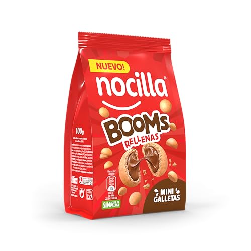 Nocilla BOOMs Rellenas, Mini Galletas con Crema de Cacao y Avellanas, Sin Aceite de Palma, 100 g