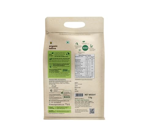 Image of Organic Tattva Sona Masoori Rice 5kg Pack | Organic Raw Rice | Naturally Gluten Free | Unpolished Single Polished Sonamasoori, Pesticide & Chemical Free | 5kg Bag