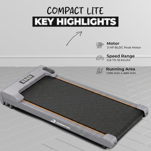 Image of Compact Lite 3HP Peak BLDC Motor Walkpad Treadmill with Remote Control | 120 kg User Capacity Walking Pad| 10km /h Max Speed | LED Display with Under-Desk Design | Home Use | Grey