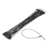 QUARKZMAN 50Stk Sicherheitsetiketten Lanyards Drahtschlaufe (35 cm Länge Schwarz) - Diebstahlsicherung Wiederverwendbar Magnetverschluss Etikettenverlustschutz Stahldrahtkabelschlaufe