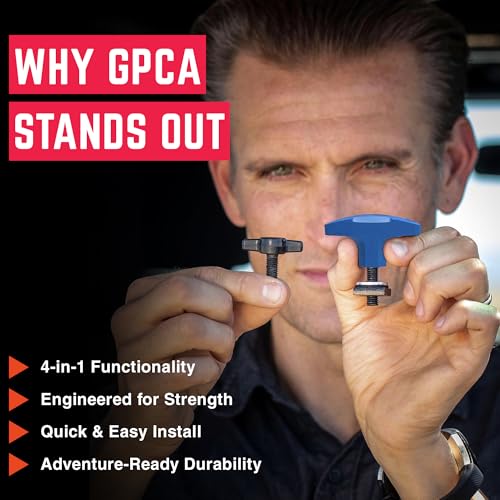 Image of GPCA Quick Release Tie Down GP Anchor PRO w /Nut, Wrangler JK 2007-2018 | T-Handle, Jeep JK Hardtop Bolts & Cargo Hooks, M8 25mm Thumbscrew, Jeep Wrangler Accessories (6PC, Blue)