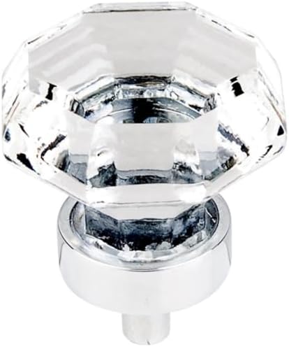 Top Knobs TK128PC Crystal Collection 1-1/8" Clear Octagon Crystal Knob w/ Polished Chrome Base