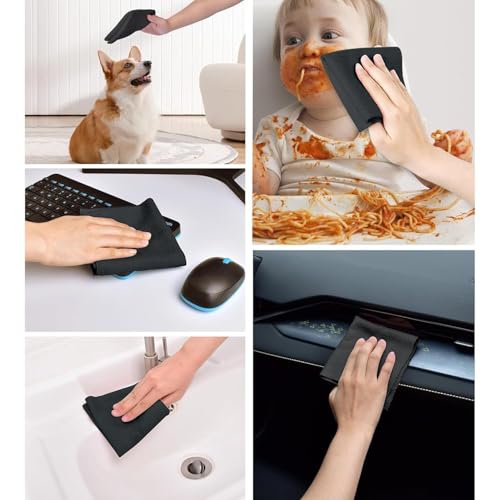 Image of LINEAR Microfiber Cleaning Cloth Roll | Kitchen Towel Roll | Cleaning Towels - Reusable and Washable Cloths for Kitchen, Washable and Reusable (20- Pack) 25 x 26 Cms (2, Black, Medium)