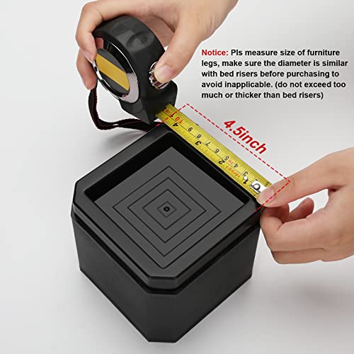 Banqin Bed Risers 4 Inch Heavy Duty Adjustable Dorm Room Extra High Lifts Desk Risers, Furniture Risers For Bed Frame Couch Table Sofa Chair Support Up To 10000 Lbs 4 Pack, Black #TOP2