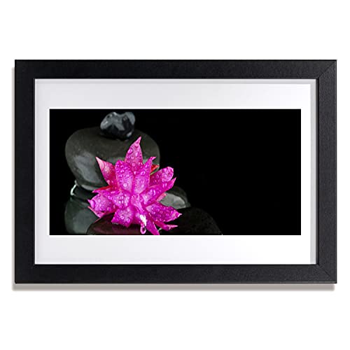 Affiche encadrée fleur de pierres noires 30x20 cm pour salon et cuisine