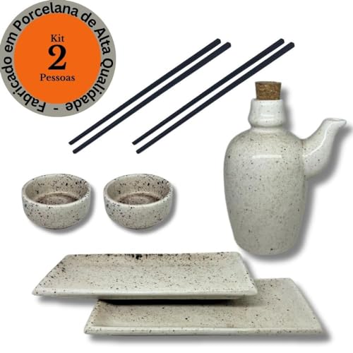 Kit Oriental Para 2 Pessoas Comida Japonesa Creme Mesclado 7 peças Molheira 60ml