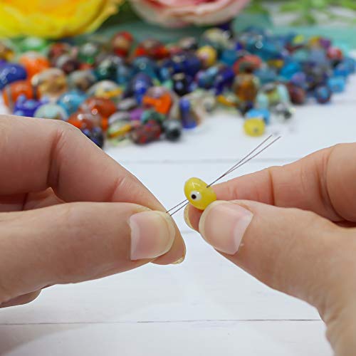 Fun-Weevz 50-60 Pcs Assorted Glass Beads For Jewelry Making Adults, Large And Small Bulk Glass Beads For Crafts, Craft Lampwork Murano Bead Mix For Bracelets And Necklaces, Crafting Supplies Kit #TOP5