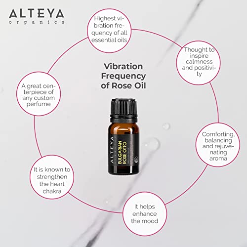 Alteya Organics Rose Essential Oil, Pure Certified Organic Bulgarian Rose Otto, 4.3Ml #TOP4
