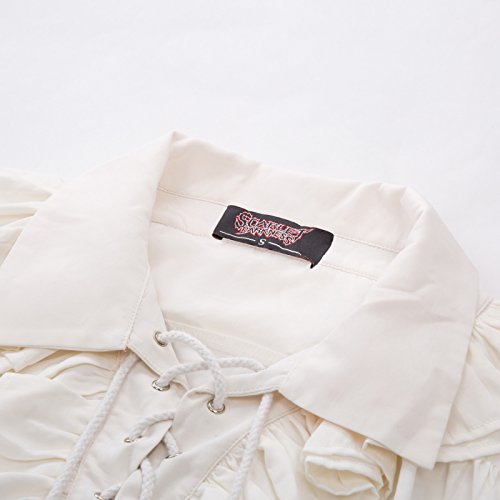 SCARLET DARKNESS Medieval Gothic Long Sleeve Ruffle Lace-Up Front Shirt for Men Ivory-14 Size M steampunk buy now online