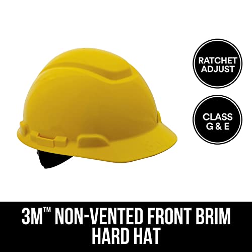 3M Non-Vented Hard Hat With Ratchet Adjustment, Yellow #TOP1