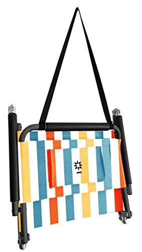 Image of Neso Beach Chairs - Lightweight, Portable and Foldable Recliner Beach Chairs for Park, Camping and Outdoor Adventures - with Slip Pockets and Shoulder Strap - 2 Pack - Vintage Stripes - XL