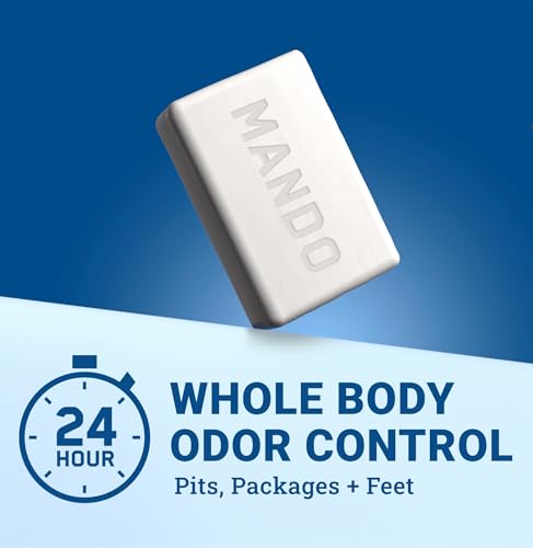 Mando Acidified Cleansing Bar - 24-Hour Odor Control - Removes Odor Better than Soap - Moisturizing Formula - SLS Free, Paraben Free - Safe For Sensitive Skin - Pro Sport