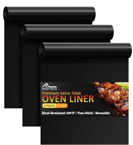 HOTEC 3 Pack Heavy Duty Oven Liners for Bottom of Oven, 17