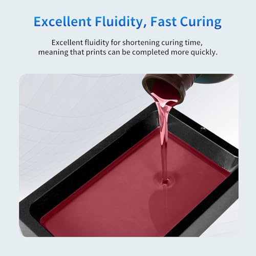 Image of ANYCUBIC 3D Printer Resin, 405nm SLA UV-Curing Resin with High Precision and Quick Curing & Excellent Fluidity for LCD 3D Printing (Clear Red, 1kg)