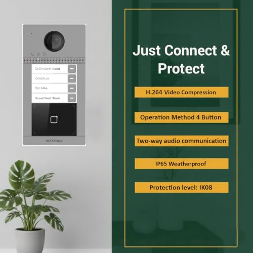Image of Hikvision 4 Button Metal Villa Door Station, Support WiFi, Aluminum Alloy, IP65, IK08, 3 Indicator Integrated, 2MP HD Camera with IR Supplement, Standard PoE /12 VDC [ DS-KV8413-WME1 ]