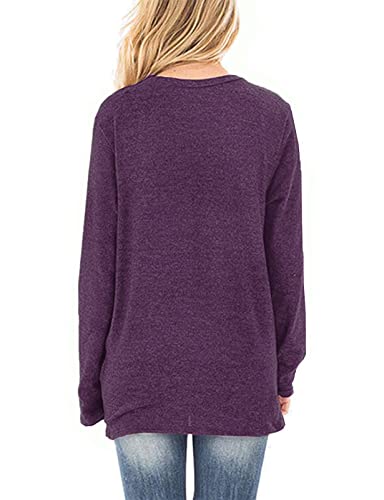 Image of SimpleFun Womens Tops Long Sleeve Shirts V Neck Loose Twist Knot Fall Tunic