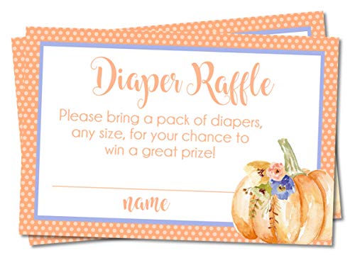 Fall Pumpkin Baby Shower Diaper Raffle Tickets, Pumpkin Baby Shower Game, Pumkin Diaper Ticket (Orange 2)