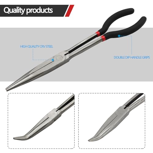 Image of 3-Piece 11 inch Extra Long Nose Pliers Set with Insulated Comfort Grip Handles