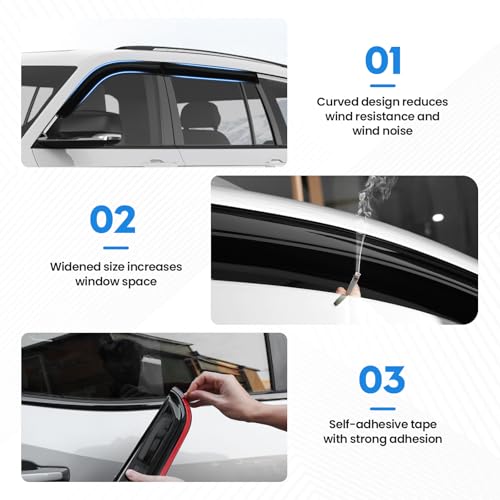 Image of Grand Cherokee Rain Guards - Window Visors for Jeep Grand Cherokee 2022-2025 2026 (Not for L,Not for 3-Row), Out-Channel Side Window Rain Guards for Grand Cherokee, 4PCS, Black, Car Accessories