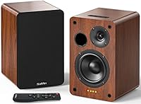 Saiyin Bluetooth Bookshelf, 40W X 2 Powered TV-Lautsprecher mit 4-Zoll-Tieftöner, Turntable-Lautsprecher mit optischem/AUX-Eingang/Subwoofer Line Out für PC und TVs