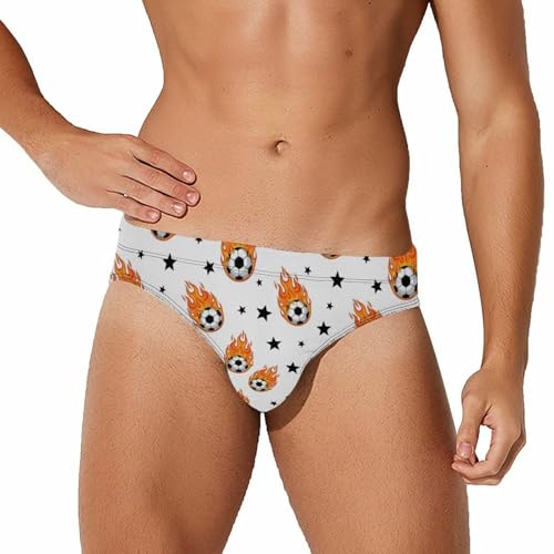 SESLFLKPJK Men Boys Bulge Swim Briefs Fire Soccer Cool