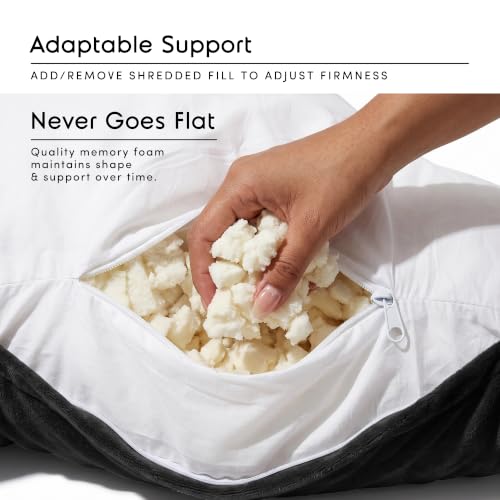 Image of Nestl Reading Pillow for Kids & Teens with Shredded Memory Foam, Backrest Pillows for Reading, Watching, and Gaming, Use on the Couch, Bed, or Floor, Adjustable Support with Washable Cover Black