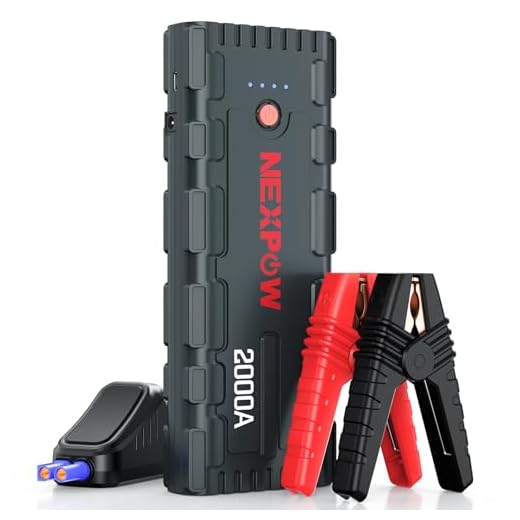 NEXPOW 2000A Peak Car Jump Starter with USB Quick Charge 3.0 (Up to 7.0L Gas or 6.5L Diesel Engine), 12V Portable Battery Starter, Battery Booster with Built-in LED Light