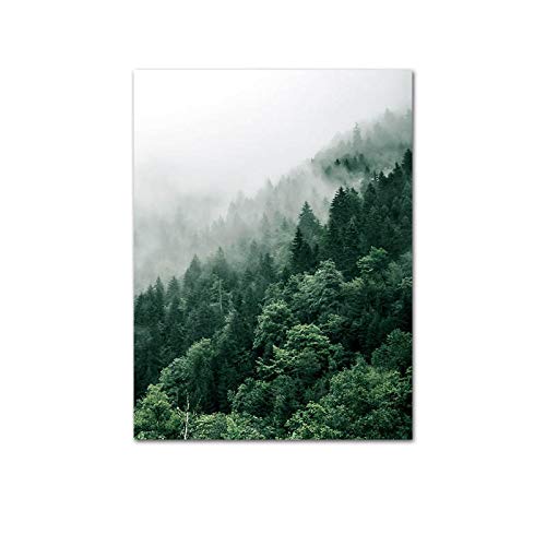 Toile Foggy Forest Wall Art 70x100cm affiche scandinave lot de 2 posters nature sans cadre