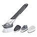 TENTA KITCHEN Good Grips Brosse distributeur de savon pour évier de cuisine, distributeur de savon (1 brosse à vaisselle et 3 têtes d'éponge de remplacement)