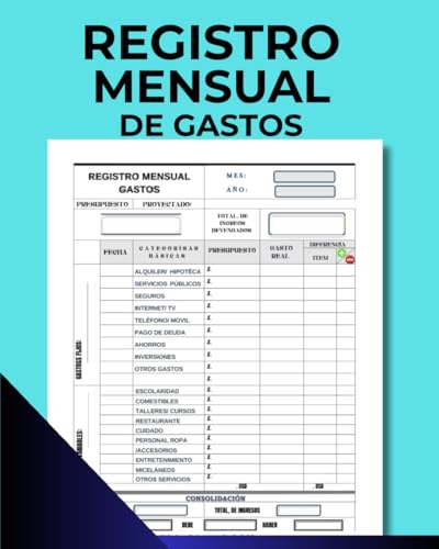 Registro Mensual de Gastos: Cuaderno para el control de su presup...