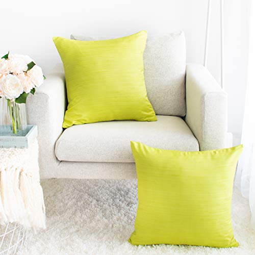 Image of The White Petals Apple Green Throw Pillow Covers - Luxurious, Elegant & Decorative (18x18 inch, Pack of 2)