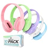 Classroom Headphones-Bulk 10-Pack, Student On Ear Comfy Swivel Earphones for Library, School, Airpla