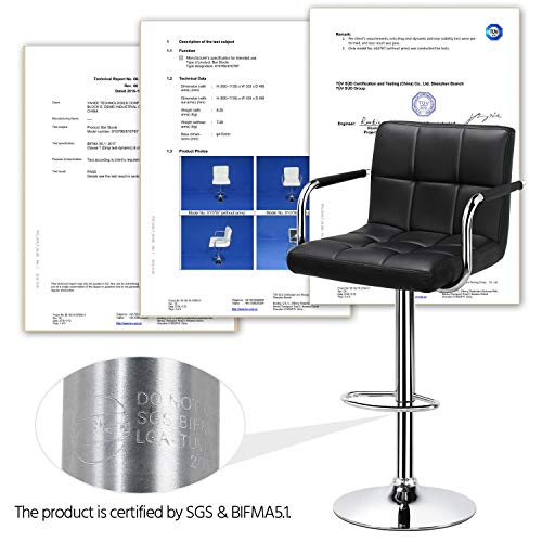 Yaheetech Bar Stools Adjustable Counter Stools Bar Chairs Synthetic Leather Modern Design Swivel Barstools Gas Lift Stools For Kitchen Counter 360 Degree Swivel Seat Top, Set Of 2 Black #TOP5
