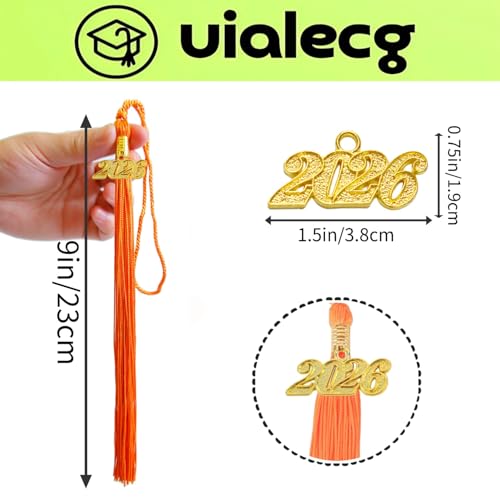 Image of Graduation Tassel 2026 for Grad Cap,Orange Tassel with Gold Charm