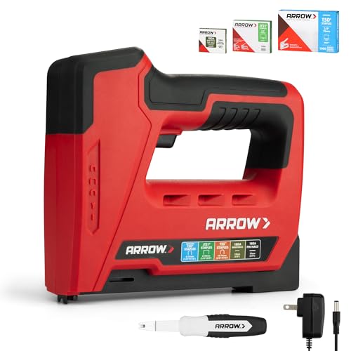 Arrow Electric Staple Gun, 5 in 1 Cordless Staple Gun for Upholstery with 3000Pcs Staples and Nails, 3.6V Rechargeable Heavy Duty Band Nailer with Staple Remover, for Wood, Home, DIY, ET501C