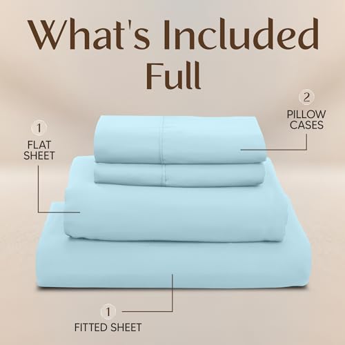 Image of Utopia Bedding Full Size Sheet Set - 4 Piece Bed Sheets, Soft and Breathable Microfiber, Includes 1 Fitted Sheet, 1 Flat Sheet and 2 Pillowcases - Oeko Tex (Ice Blue)
