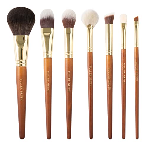 Fuller Brush 7-Piece Professional Cosmetic Brush Set With Case - Travel Kit Brushes Includes Powder, Foundation, Blusher, Concealer, Blending, Highlighter Fan And Eyeliner, Tapered Tip, Faux Leather Bag - Black (Cosmetic Brush Set) #TOP26
