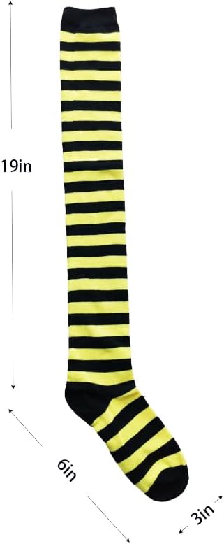 VIGUEUR Over the Knee Socks, Black and Yellow Striped, Thigh High Costume Stockings for Women - Image 3