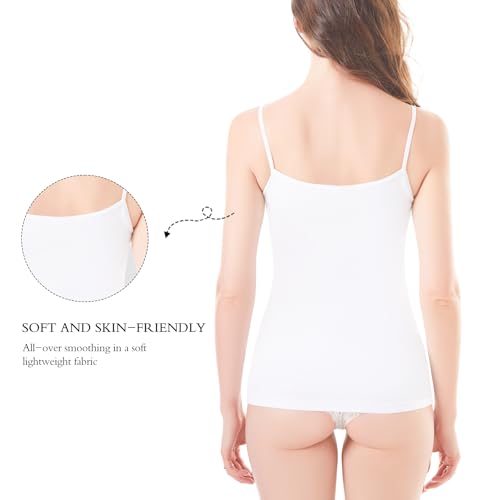 Image of Womens Tank Top Camisoles with Premium Cotton Italian Design - Trimmed with Flower Lace on Neckline