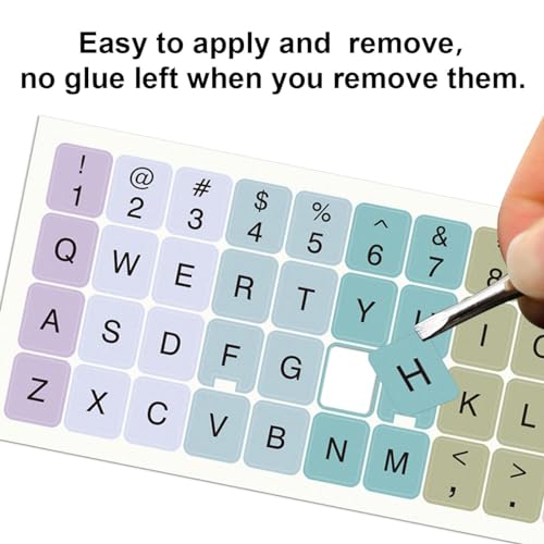Pegatinas universales de teclado alfabeto inglés Azul miniatura 2