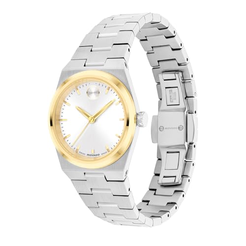 Movado Women's Bold Quest Mini 28mm Watch, White Sunray Dial, Swiss Quartz Movement, Stainless Steel Case and Bracelet, Signature Dot, Modern Petite Luxury Timepiece2