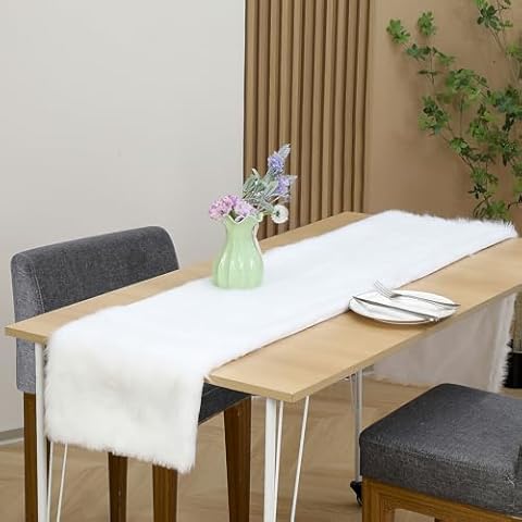 E-FirstFeeling Faux Fur Table Runner Cover