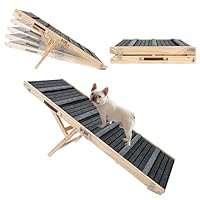 MHL.CXG Hundrampe –rutschfest–extrabreite auffahrrampe，fhunderampe Auto klappbar mit Nahtloser Verbindung zur Plattform–belastbar bis zu 50kg – verstellbar,Sofa, Bett,Auto für Kleine Hunde(L)