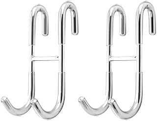 QWORK 2 Pack Shower Door Hooks, Towel Hanging Bath Towels Shower Hooks for Bathroom Glass Door 304 Stainless Steel