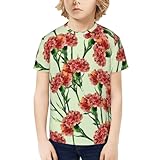 [NEXEAR] カーネーション 青少年 子供服 Diy 通気性カジュアル半袖 男女兼用吸汗速乾トップス Xs